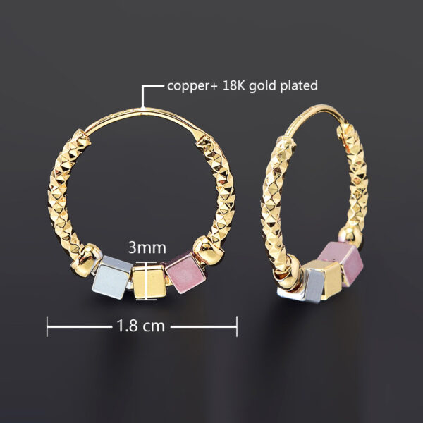 Hollow Rosette Earrings With Gold Contrast Hoops - Image 10