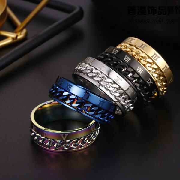 Roman Letter Rotatable Chain Rings Men Digital Titanium Steel RingFor Couple High Quality Multifunctional Bottle Opener Ring Spinner Jewelry Punk Gifts - Image 8