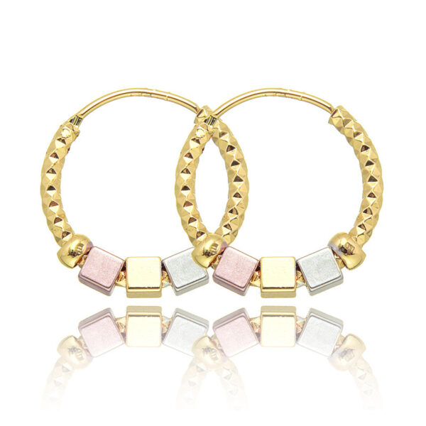 Hollow Rosette Earrings With Gold Contrast Hoops - Image 4