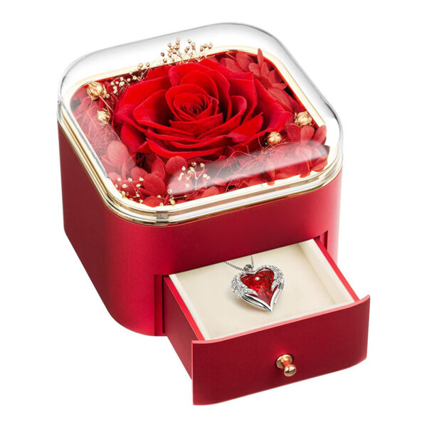 Valentines Day Rose Flower Drawer Jewelry Box Earrings Ring Necklace Storage Valentine's Day Gift Box Romantic Jewelry Packaging Box - Image 2